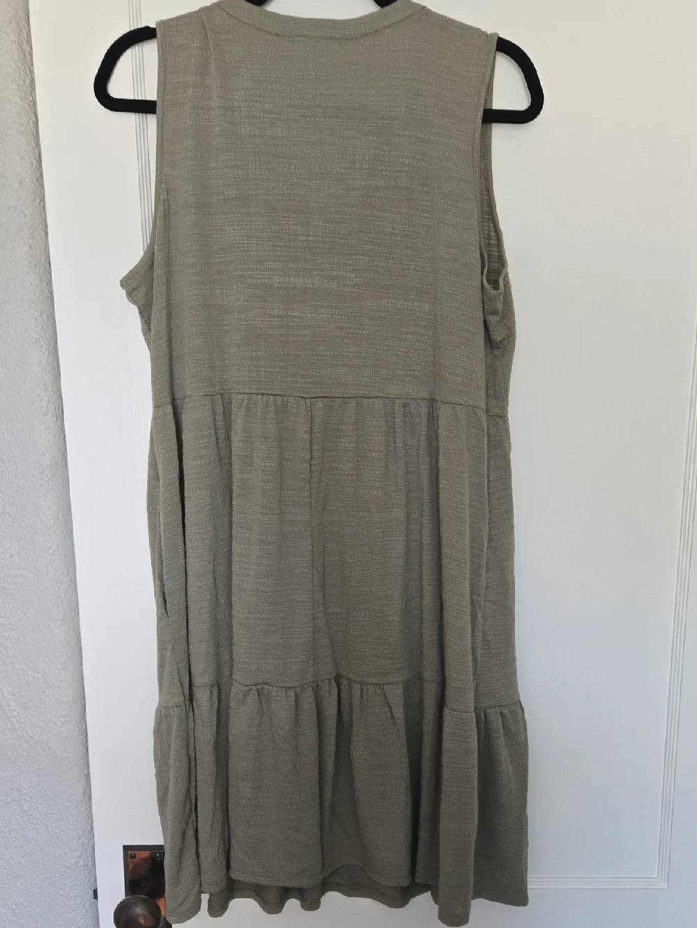 Maurices Olive Green Sleeveless V-Neck Tiered Midi Dress - Picture 2 of 2